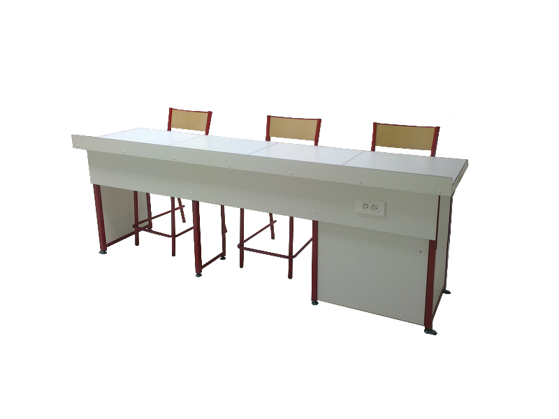 aménagement laboratoire paillasse élève pietements rouge